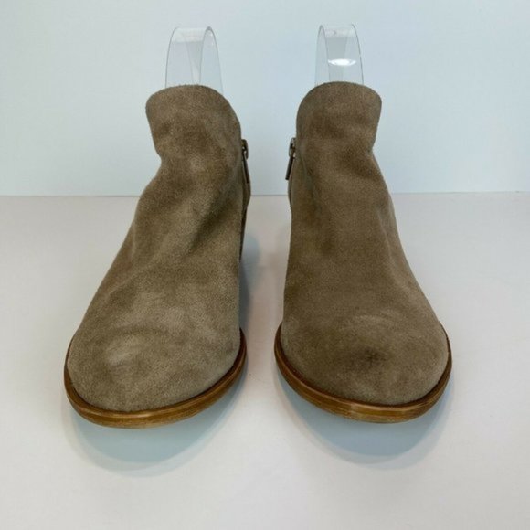 Lucky Brand Ankle‎ Booties 7.5 Brown Suede Leather Stacked Heel Zip Brett - Picture 6 of 12